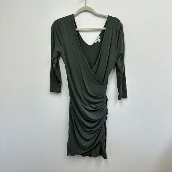 James Perse Long Sleeve Dress in Olive Green - Picture 3 of 7